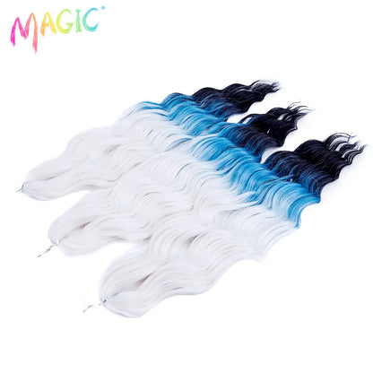 Magic Hair Synthetic Loose Deep Wave Braiding Hair Extensions 24 Inch Water Wave Braid Hair Ombre Blonde Twist Crochet Curly Hai