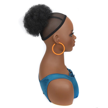 Afro Hair Puff for Black Woman Synthetic Kinky Curly Elastic Hair Bun Chignon Ponytail Hair Extensions Thick Updo Hairpieces