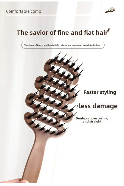 Boar Bristle Hair Comb Hollow Detangling Hair Brush Women Scalp Massage Brush Curly Hairbrush Salon Hairdressing Styling Tools