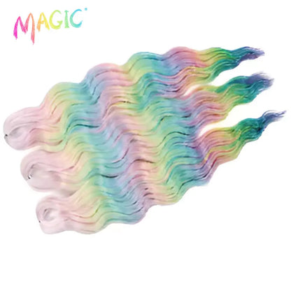 Magic Hair Synthetic Loose Deep Wave Braiding Hair Extensions 24 Inch Water Wave Braid Hair Ombre Blonde Twist Crochet Curly Hai