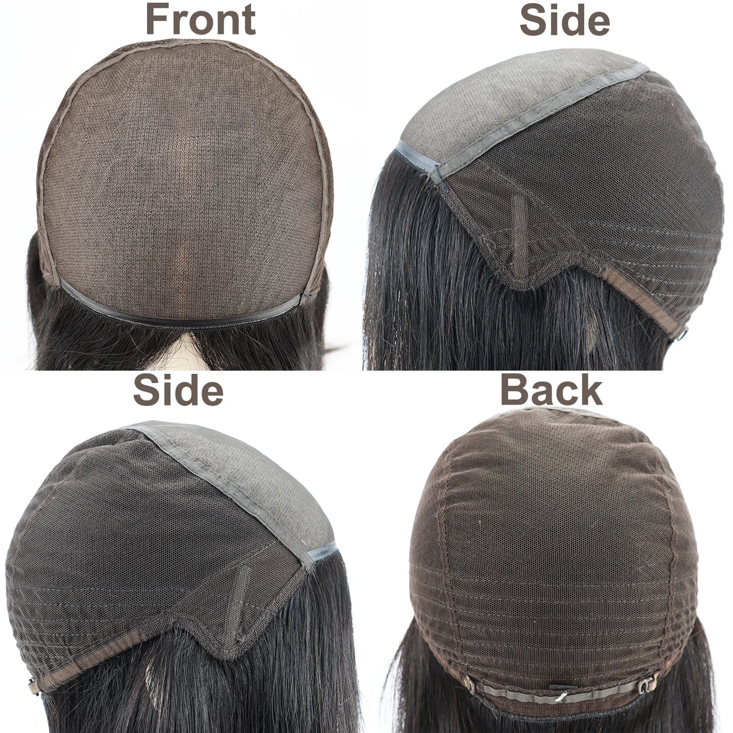 Full Lace Silk Base Wig with PU Front 18" Remy Human Hair Wig for Women Natural Black Silk Top Glueless Wig Natural Scalp