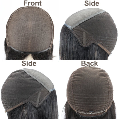 Full Lace Silk Base Wig with PU Front 18" Remy Human Hair Wig for Women Natural Black Silk Top Glueless Wig Natural Scalp