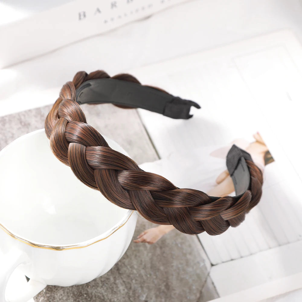 Braided Wig Headband Black Brown Fashion Hair Hoops Headband Ladies Girls Wash Face Hair Accessories Summer New Hair Bands