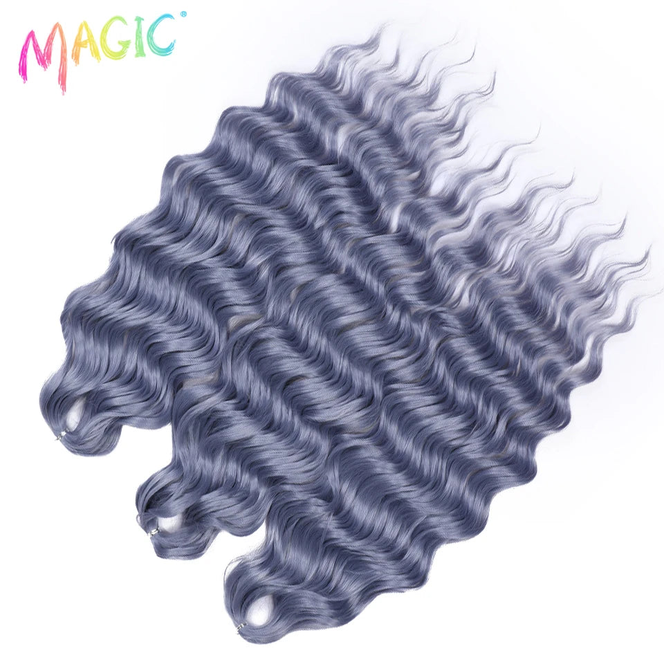 Magic Hair Synthetic Loose Deep Wave Braiding Hair Extensions 24 Inch Water Wave Braid Hair Ombre Blonde Twist Crochet Curly Hai