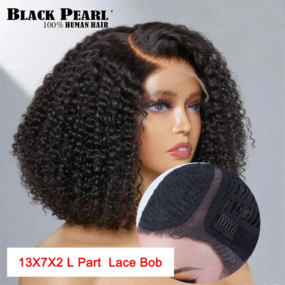 Malaysian Short Curly Bob Lace Front Wig13X7X2 Lace Front Wigs Pre Plucked with Baby Hair HD Lace Brown Curly Bob Wig Human Hair