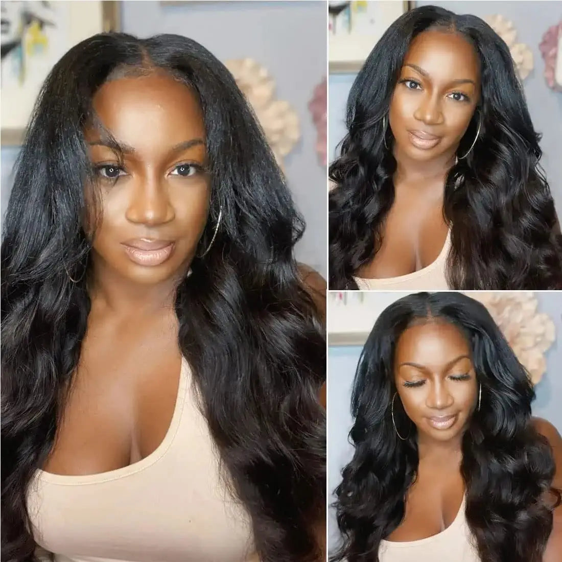 Malaysian Body Wave V Part Wig Human Hair Full Machine Made 180% Natural Black V Part Human Hair Wigs For Women Natural Color