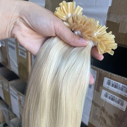 U Tip Hair Extensions Real Human Hair 12"-20" Color 60 Platinum Blonde Hair Extensions Keratin U Tip Hair Extensions 30G/50S