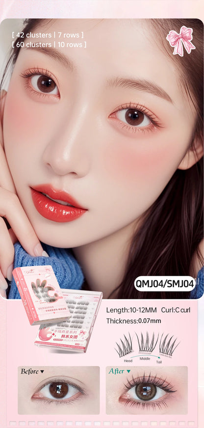 Yelix Self-adhesive Glue Free False Eyelashes Reusable DIY Segmented DIY Lashes Clusters No Glue Needed Natural Soft Lashes