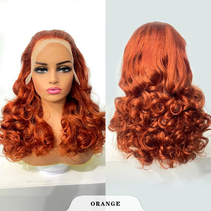 100% Malaysia Hair Bouncy Curly Wigs 250 Density Ombre Double Drawn Hair Glueless Wigs 100% Human Hair 13x4 HD Lace Frontal Wigs