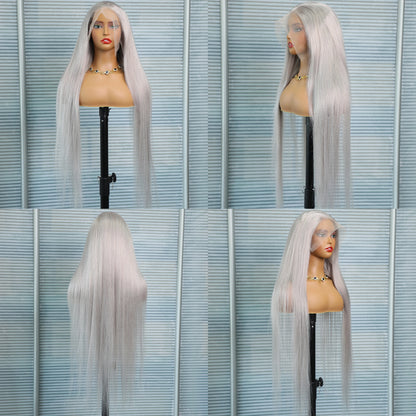 13x6 Straight Lace Front Wig Silver Grey Lace Front Wigs Human Hair Pre Plucked Brazilian Transparent 13x4 Lace Frontal Wig 200%