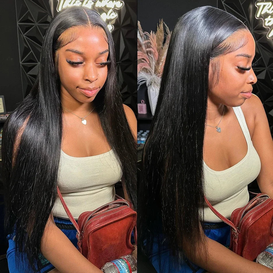 360 Full Lace Wig 13x6 Lace Front Human Hair Wigs For Women 30 34 Inch Brazilian Bone Straight Transparent Lace Frontal Wig 200%