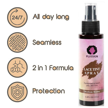 Lace Tint Spray For Wigs,Waterproof Lace Tint Melting Mousse Spray Concealer For Lace Closure Front Wigs Toupees Edge Control