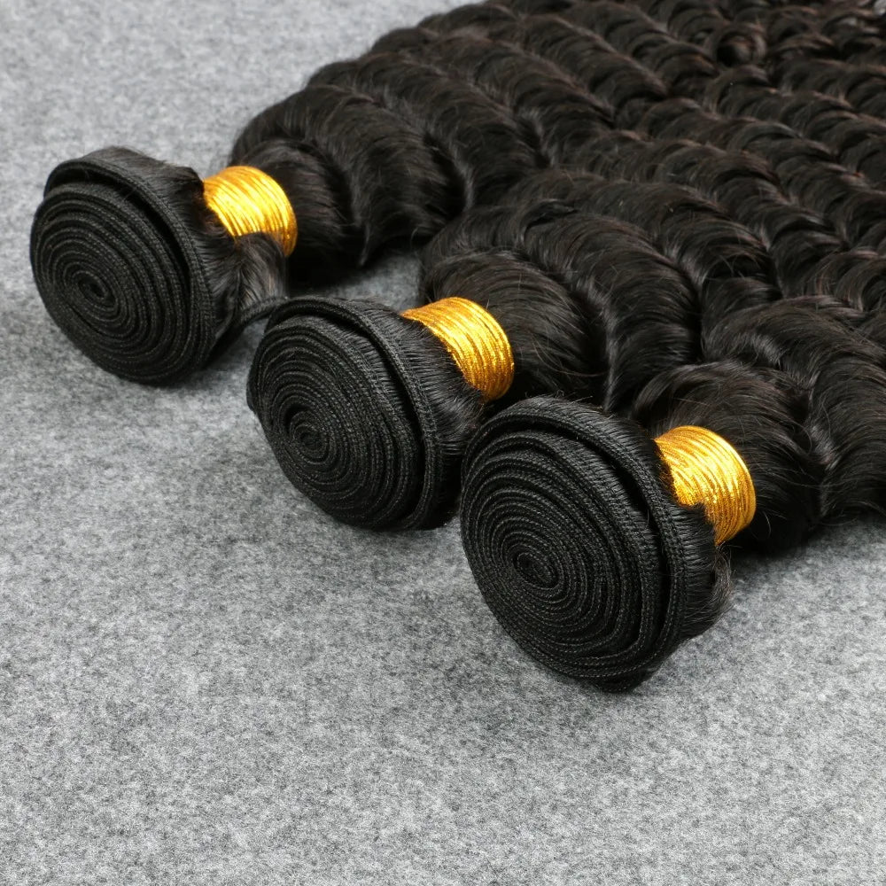 Curly Deep Wave Human Hair Bundles 30 Inch 3/1PCS Bundles Remy Hair 100% human hair Brazilian Raw Hair Bundle Weaving Extensions