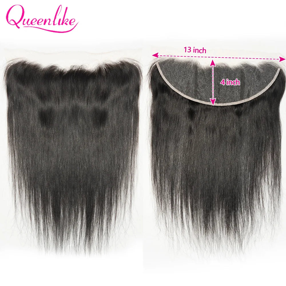 Queenlike 4x4/5x5/6x6 Straight Lace Closure 13x4 Frontal Closure Only Preplucked 100%Brazilian Human Hair Transparent Swiss Lace