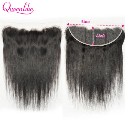 Queenlike 4x4/5x5/6x6 Straight Lace Closure 13x4 Frontal Closure Only Preplucked 100%Brazilian Human Hair Transparent Swiss Lace