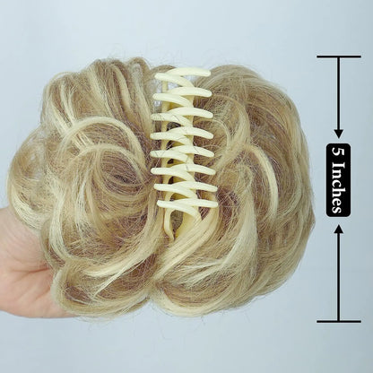 Messy Bun Hair Piece Claw Hair Bun Wig Clipped In Claw Hair Natural Wavy Curly Comb Synthetic Wig For Female