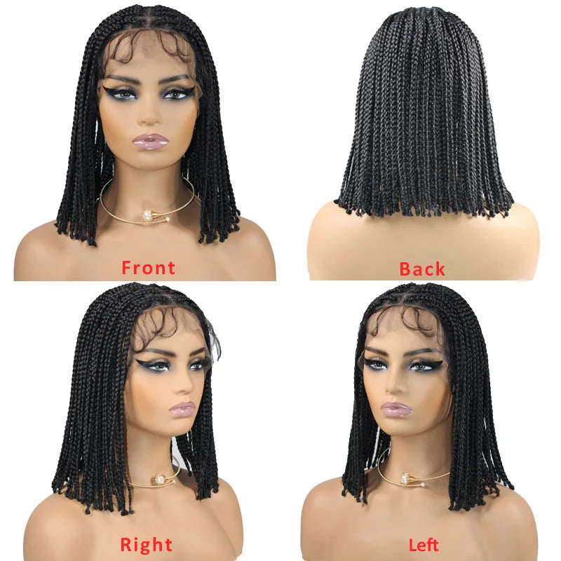 Full Lace Wigs for Black Women Short Bob Braided Wigs Knotless Box Braids 360 Lace Front Wigs Cornrow Synthetic Wigs 12 Inch