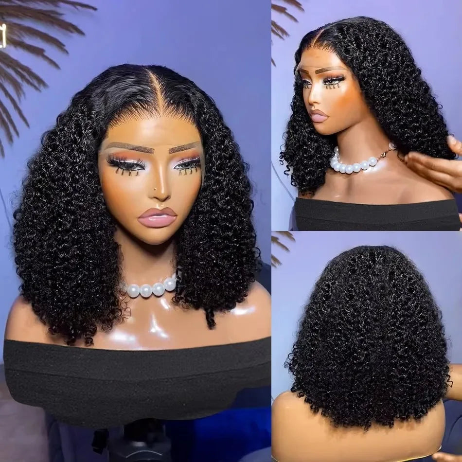 Loose Deep Wave Bob Wigs Human Hair 4x4 13x4 Lace Frontal Wig 220 Density Wig Kinky Curly Short Bob Wig Brazilian Hair For Women