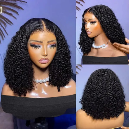 Loose Deep Wave Bob Wigs Human Hair 4x4 13x4 Lace Frontal Wig 220 Density Wig Kinky Curly Short Bob Wig Brazilian Hair For Women