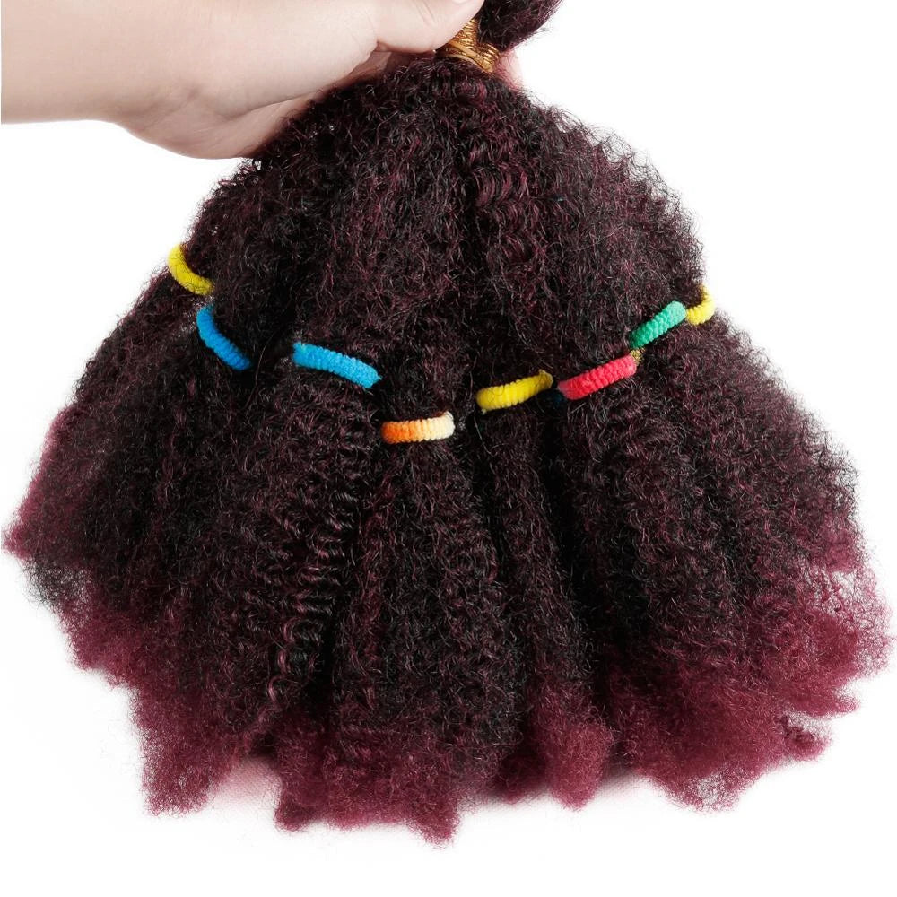 Braids Hair Afro Kinky Bulk Afro Curly Synthetic Hair Short 12" Crochet Braiding Hair Extensions For American African Women