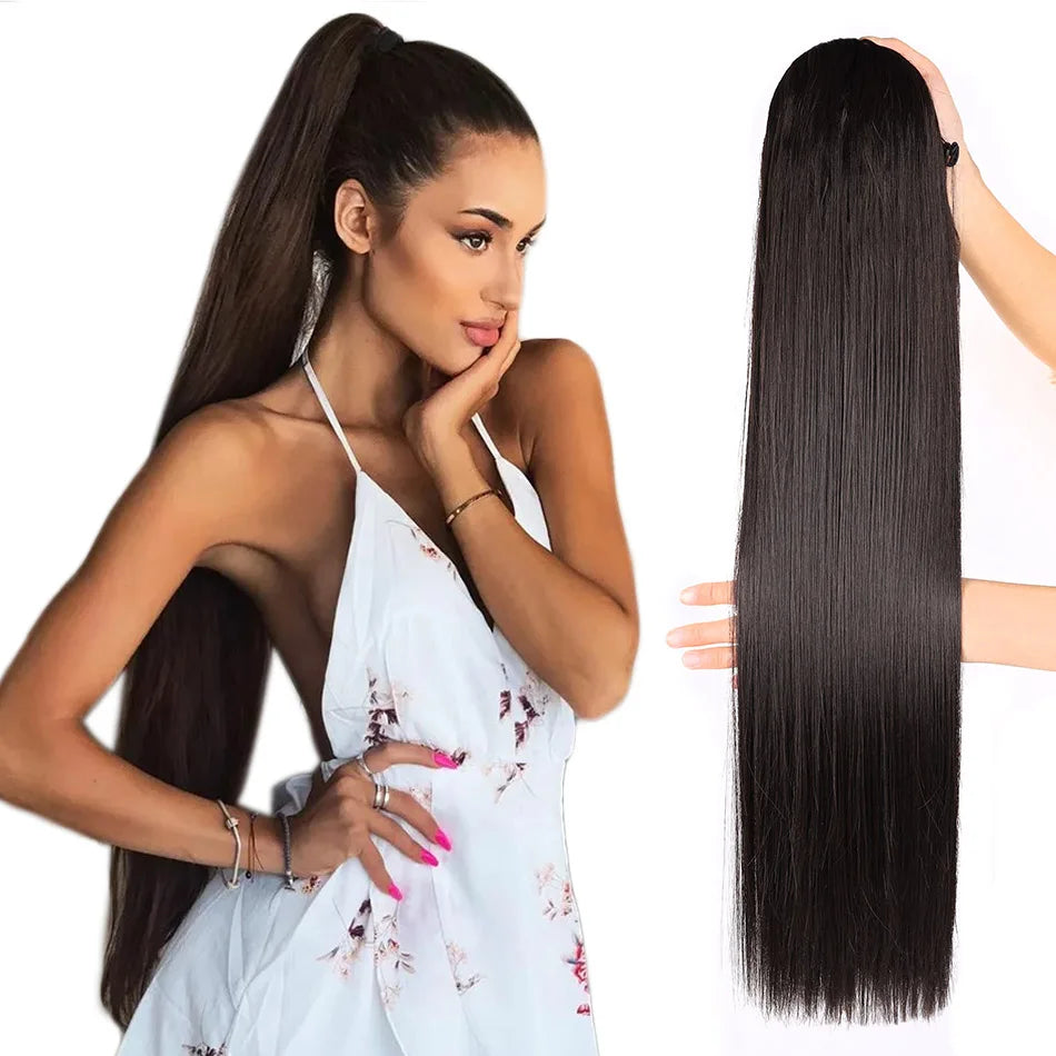 Long Curly Ponytail Extensions Synthetic Horse tails Curly False Tail For Women 32Inch Hairpiece Ponytail Hair Extensions