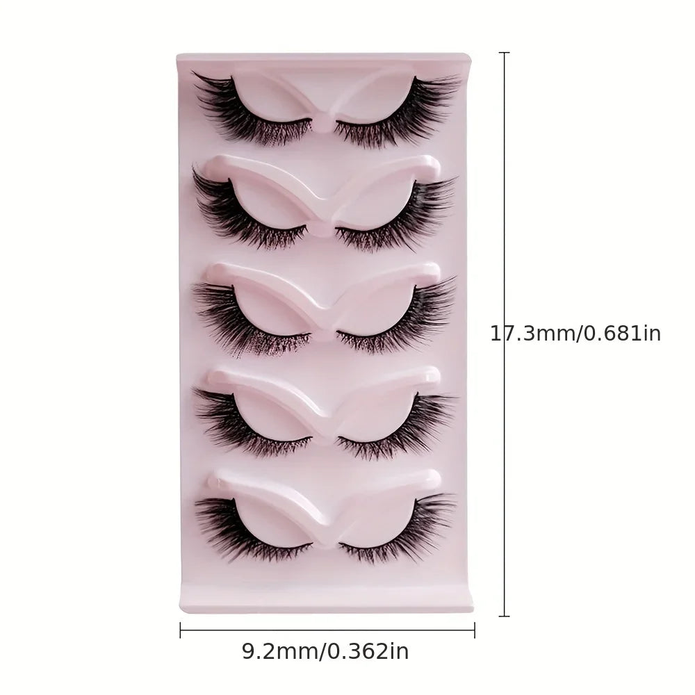 5 Pairs Cat Eye Lashes 21mm Long Lashes Cat Eye Look Wispy Lashes Eye End Elongated Strip Thick False Eyelashes