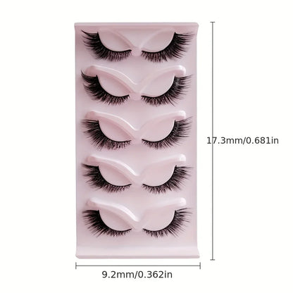 5 Pairs Cat Eye Lashes 21mm Long Lashes Cat Eye Look Wispy Lashes Eye End Elongated Strip Thick False Eyelashes