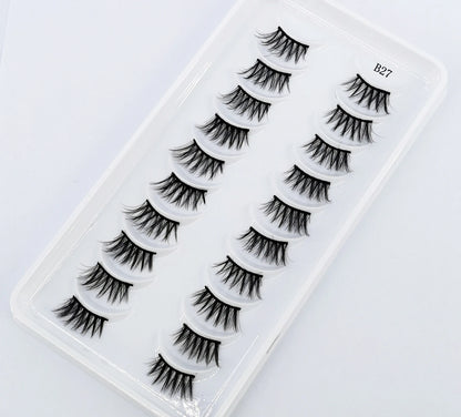 New 10 Pairs Crisscross Half Eye Lashes Natural False eyelashes Handmade 3D Mink Lashes Makeup Tools Reusable Eyelash Extension