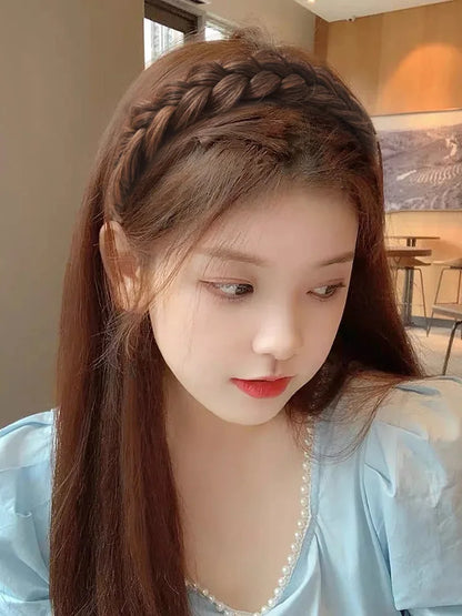 1pc Wig Twist Headbands for Women Wide Fishbone Braids Hairbands Handmade Retro Head Hoop Styling Headwear Accessories