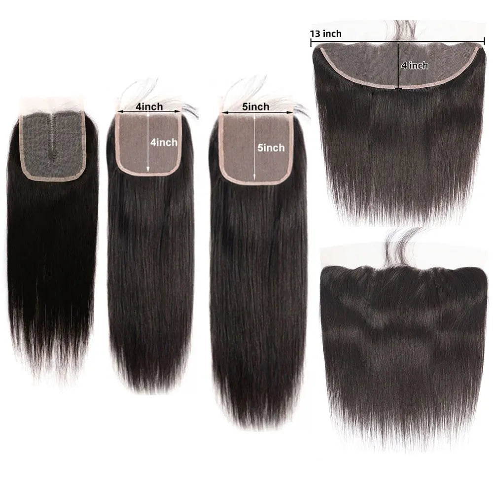 4x4 5x5 Lace Closure Straight Human Hair Top Lace Closure Preplucked Ear to Ear 13x4 Lace Frontal Transparent  Lace Closure