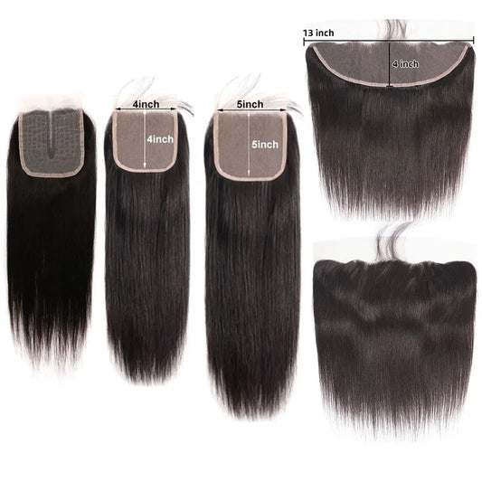 4x4 5x5 Lace Closure Straight Human Hair Top Lace Closure Preplucked Ear to Ear 13x4 Lace Frontal Transparent  Lace Closure