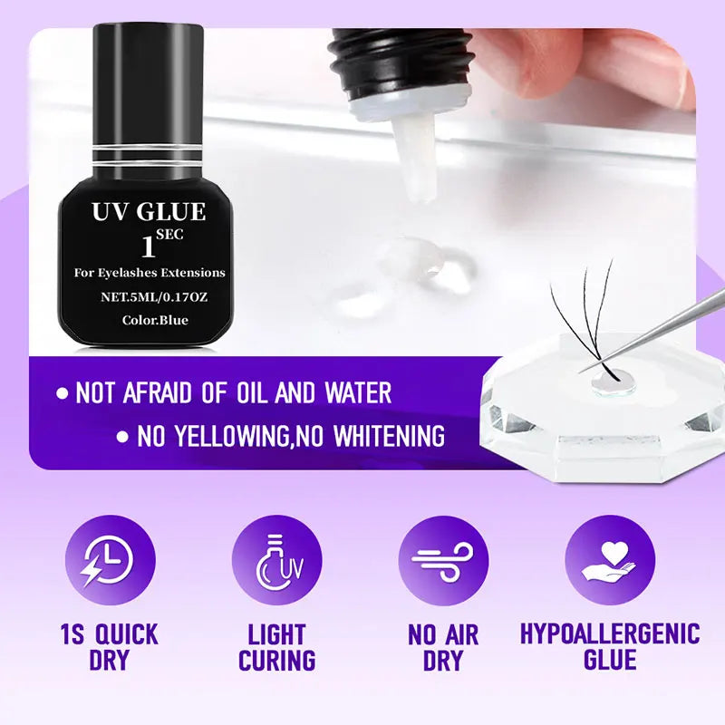 UV Lashes Glue For Eyelashes Extension Adhesive Gel Waterproof Lasting 1S Quick Dry Adhesive No Irritant Korean Makeup Tools