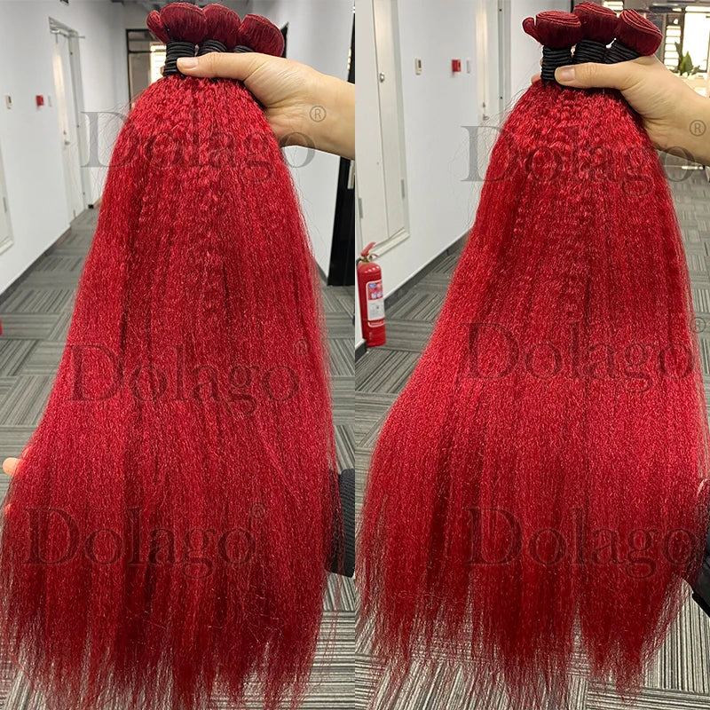 Kinky Straight Bundles Weave Coarse Yaki Straight Weaving Raw Indian Human Hair Bundles With Closure Hair Extensions For Women