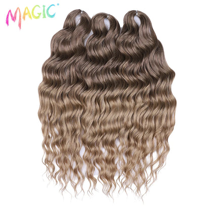 Magic Hair Synthetic Loose Deep Wave Braiding Hair Extensions 24 Inch Water Wave Braid Hair Ombre Blonde Twist Crochet Curly Hai