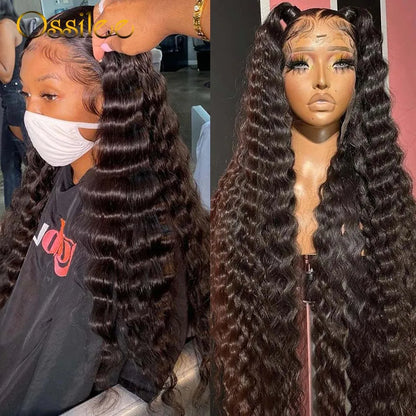 Loose Deep Wave Wigs 13x4/13x6 Transparent Lace Front Human Hair Wigs Pre Plucked Brazilian Deep Curly Lace Front Wigs for Women