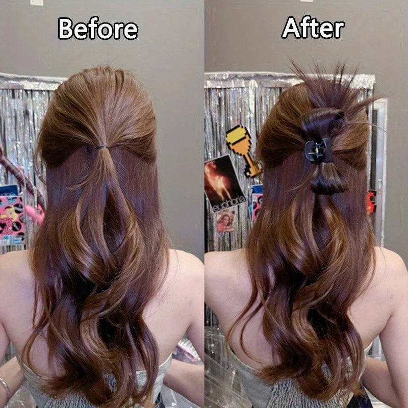 Synthetic  Women Half-tie Hair Claw Feather Shuttlecock Head Lazy Head Clip Wig Catch Clip High Ponytail Hair Accessories