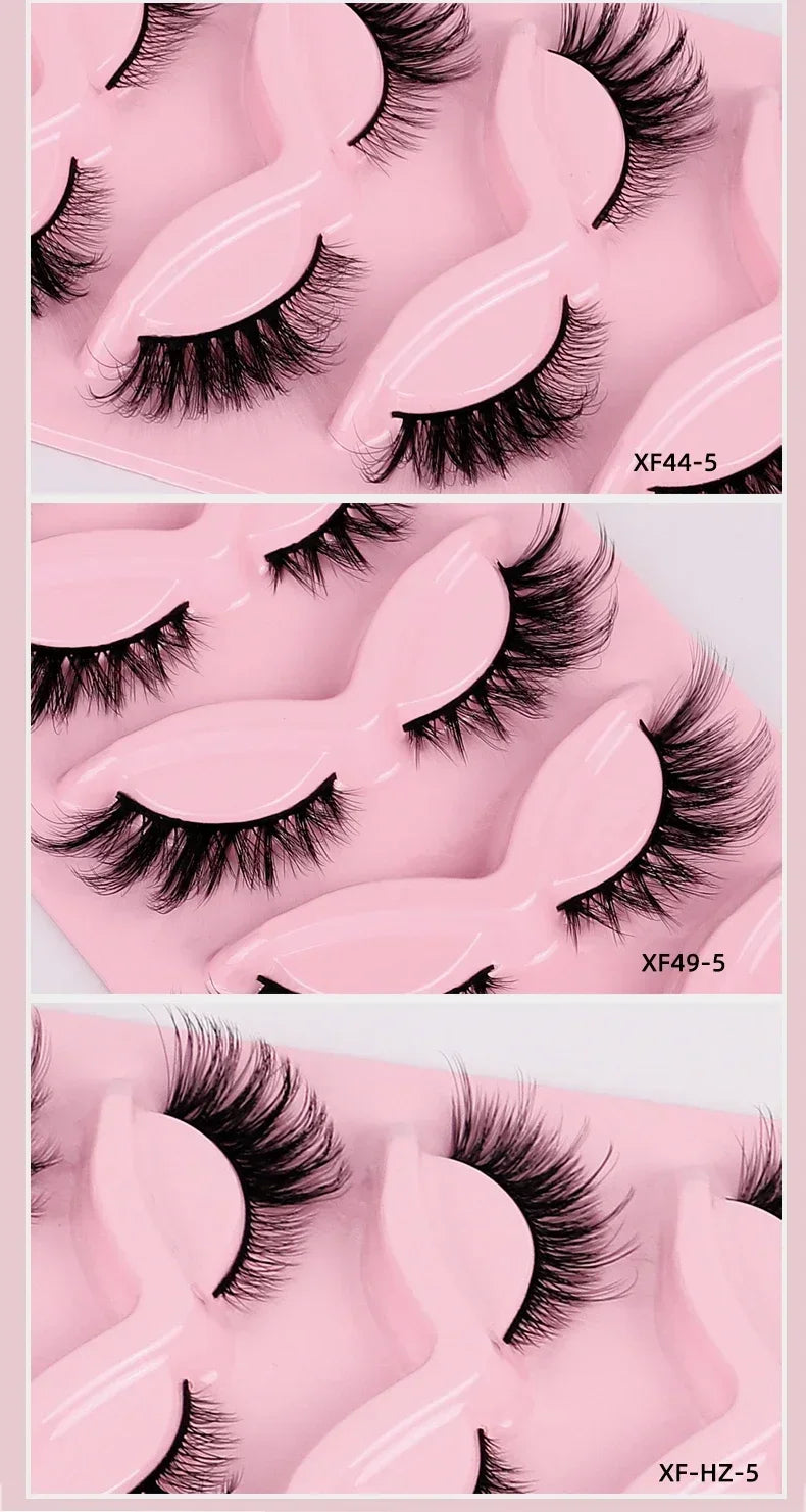 5 Pairs Cat Eye Lashes Faux Mink Eyelashes Natural long Manga Lashes Winged End Eye Elongated Eyelashes Fake Lashes Makeup
