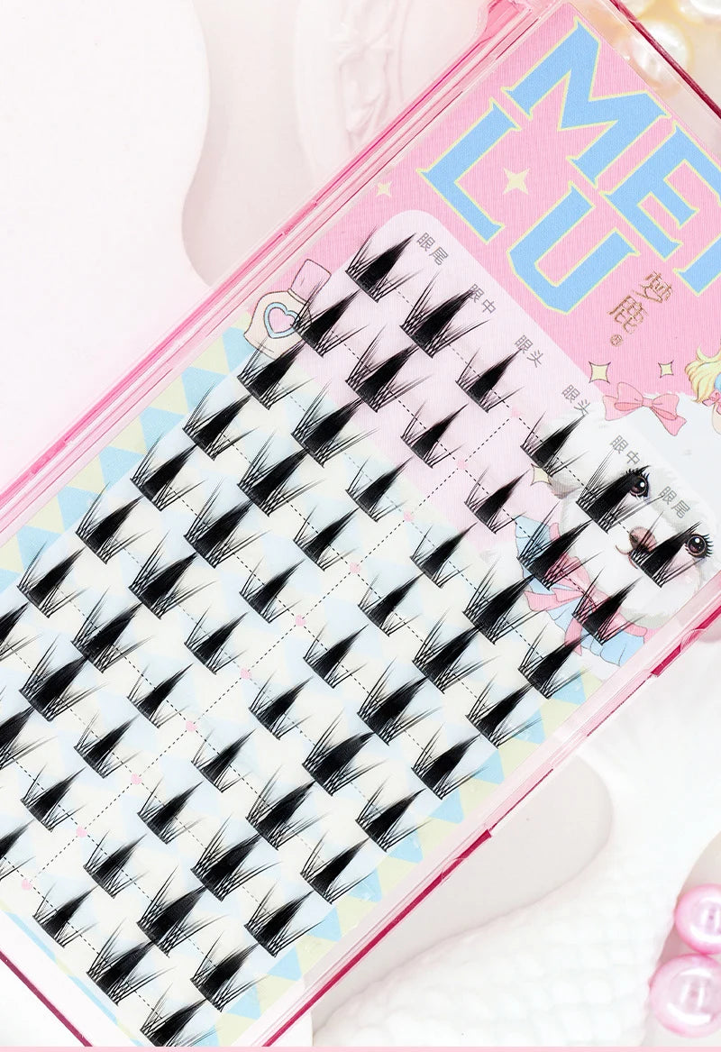 New Doll Lashes Extension Natural Cat Eye False Eyelashes Cosplay Makeup Cross Strip Eye Lashes Handmade Manga Anime Lash