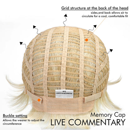 MONO Lace Hair 100% FUTURE Fiber Blonde Pixie Cut Wigs Breathable Mono Lace Front Synthetic Wig Daily Use Heat Resistant Fiber