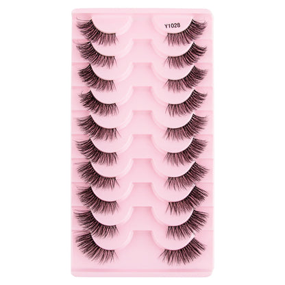 Cat Eye Lash 3/5/10 Pairs Half Lashes Natural Long False Eyelashes Wispy 3D Mink Lashes Volume Faux Cilios Extension Makeup Tool