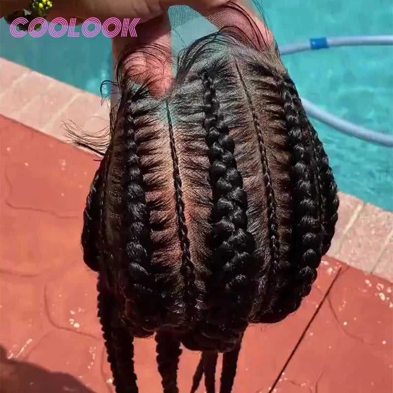 360 Full Lace Cornrow Braided Wigs For Black Women Synthetic Knotless 20" Glueless Braided Wig With Baby Hair Goddess Braids Wig