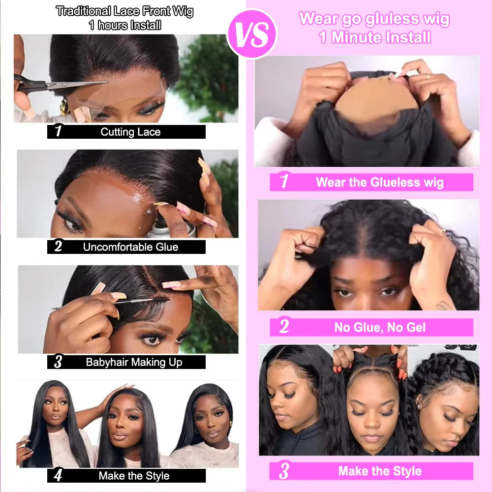Glueless Wigs Human Hair Wear Go Bob Wigs Straight Lace Front Pre Plucked 13x4 HD Brazilian Transparent Lace Frontal Wig on Sale