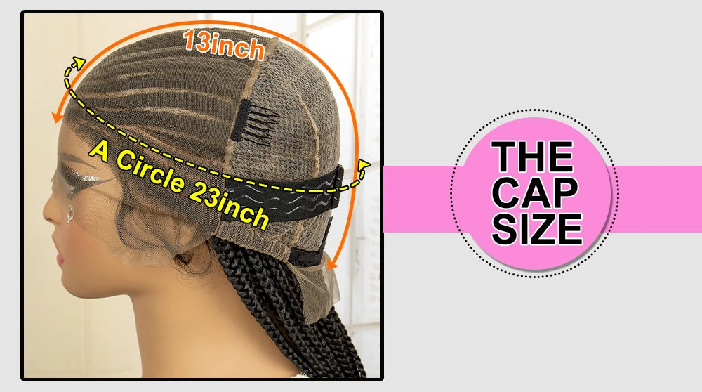 Full Lace Braided Wig Synthetic Braid Wigs Lace Frontal Wig with Baby Hair Box Braided Wig for Black Women Knotless Braid Wigs