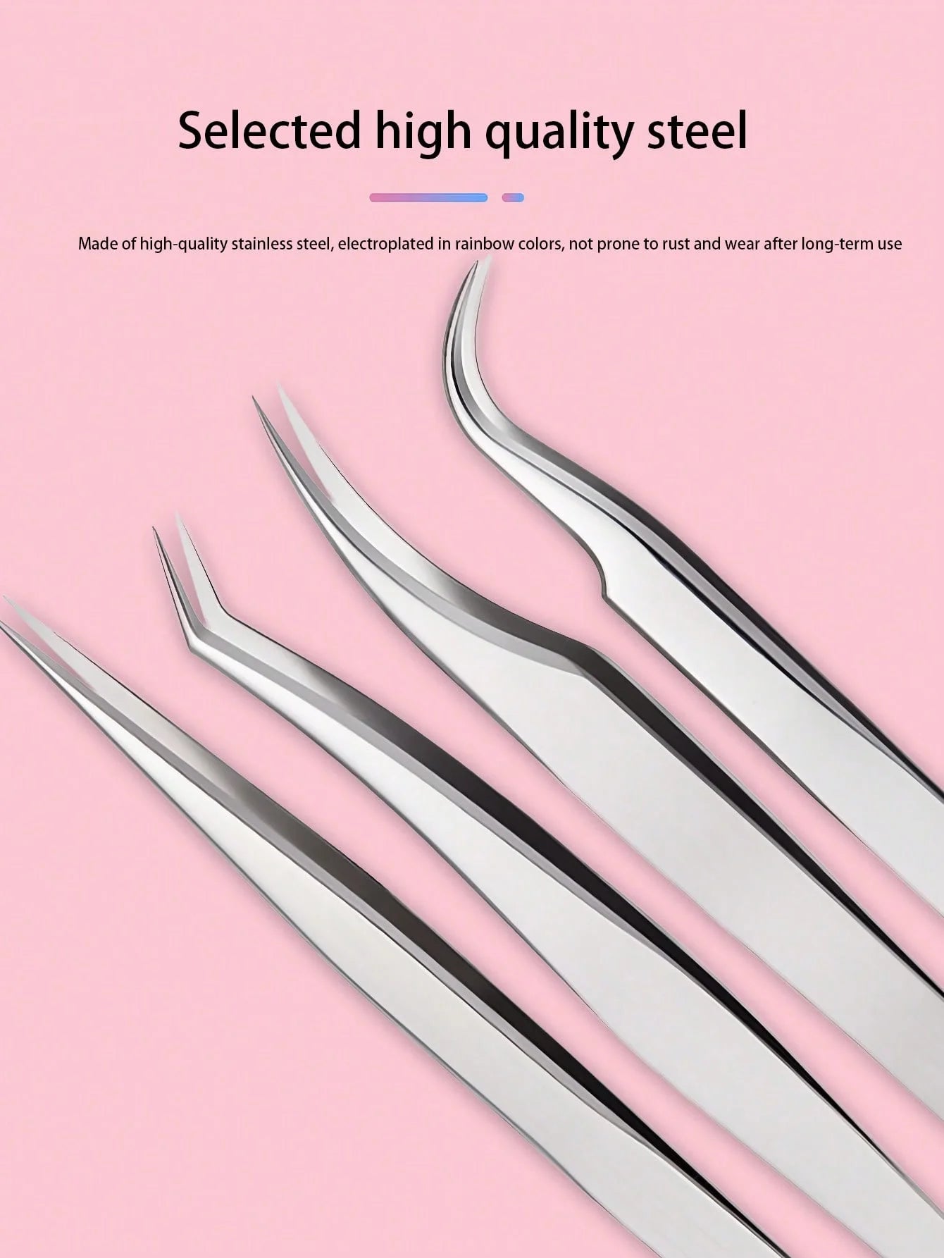 4PCS Eyelash Extensions Tweezers Set  Stainless Steel Tweezers for DIY Lash Extension and Removal Eyebrow Tweezers Nippers Eyela