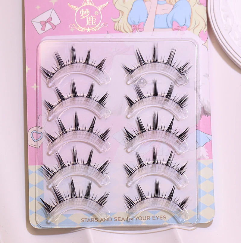 New Doll Lashes Extension Natural Cat Eye False Eyelashes Cosplay Makeup Cross Strip Eye Lashes Handmade Manga Anime Lash