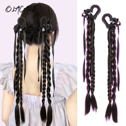 Ponytail Extension Bow Claw Curly Wavy Clip in Hairpiece Ponytail Hair Extensions Long Pony Tail Synthetic for Women Girl Daily