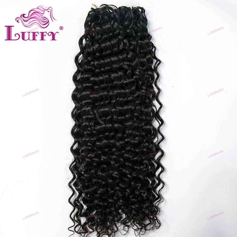 Curly Crochet Human Hair Extensions Knotless Pre-Separated Human Hair Water Wave Feather Hair Extensions 120g 100strands