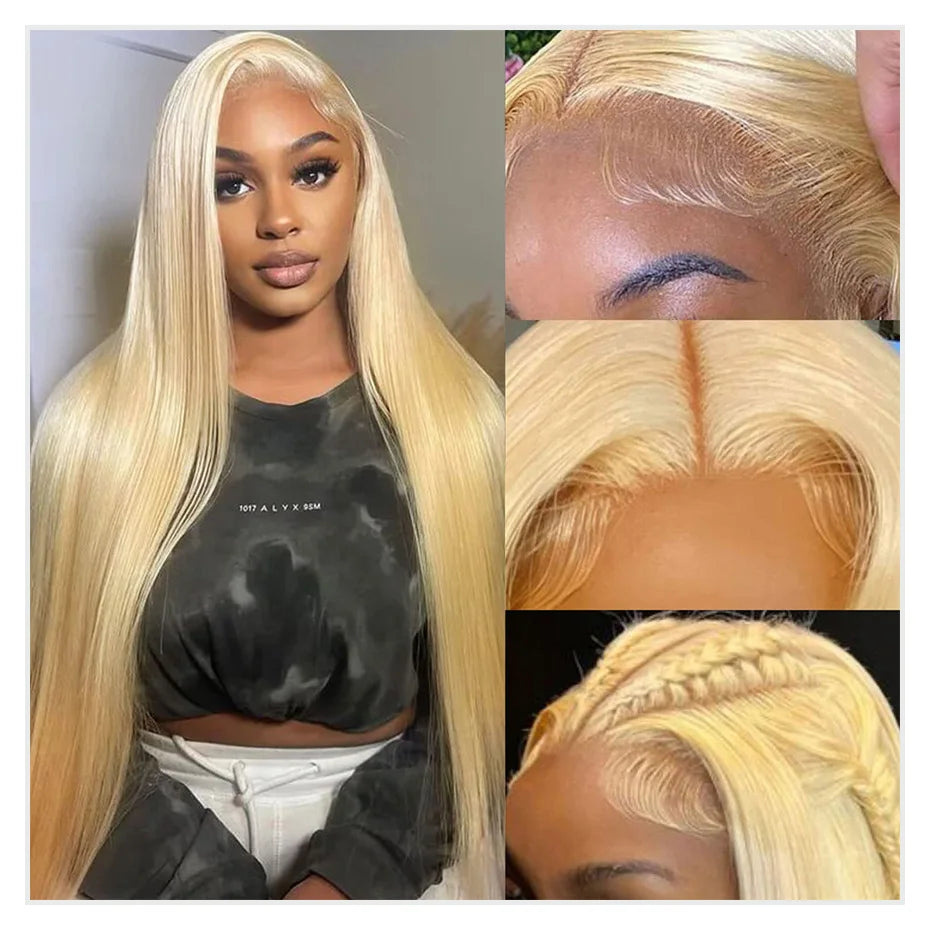 Real 13x4 13x6 HD Lace Frontal Wig 613 Blonde Lace Front Wig Human Hair Bone Straight Human Hair Wigs Pre Plucked with Baby Hair
