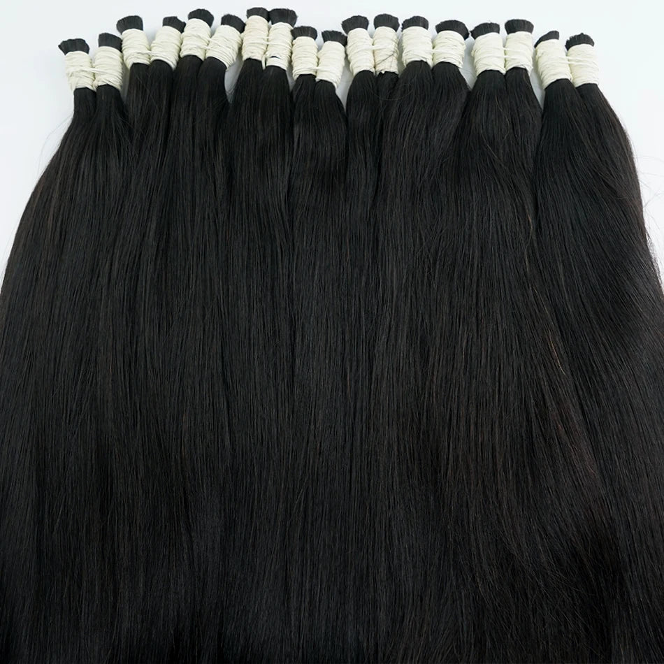 16A Vietnamese Double Drawn Human Hair Bulk Boho Braids Hair Extensions Short Hair Less Bone Straight No Weft 300g 613#