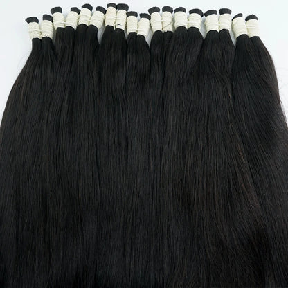 16A Vietnamese Double Drawn Human Hair Bulk Boho Braids Hair Extensions Short Hair Less Bone Straight No Weft 300g 613#